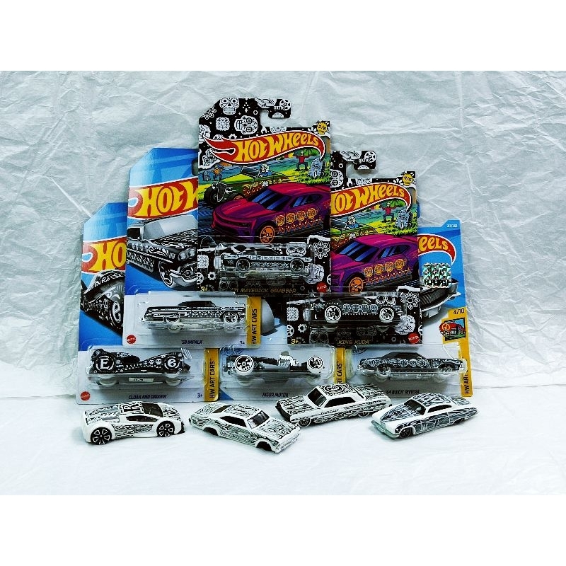 HOT WHEELS ART CARS FACTORY SEALED ZOTIC FISH'D & CHIP'D '64 IMPALA KING KUDA '64 BUICK RIVIERA