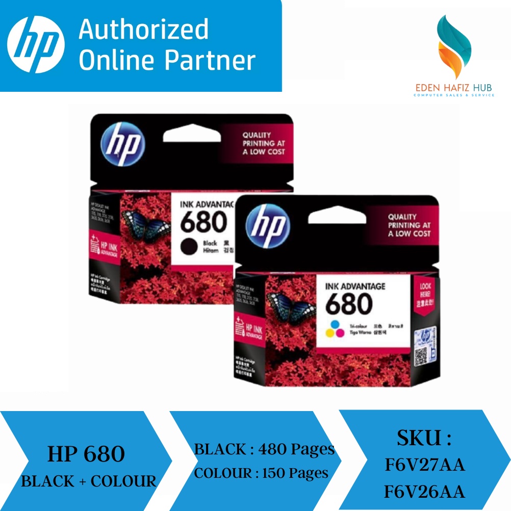 HP 2135 (BLACK OR TRI COLOR ) 680 Single PACK / (BLACK + BLACK)TWIN PACK INK CARTRIDGE [ ORIGINAL ]