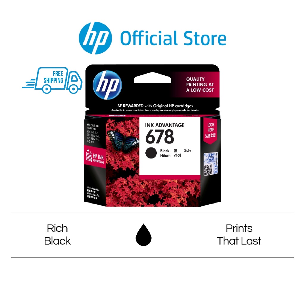 HP 678 Single Pack | Black Original Ink Advantage Cartridge | HP Deskjet Printer 2645, 4645, 1515, 2515, 2545, 3545, 4515 [FREE Delivery] [CZ107AA] Say No to Refill