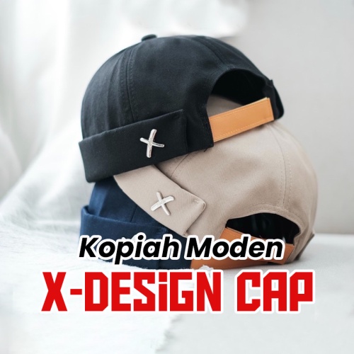 || HS ONLINE SHOP || Kopiah Moden Men Cap X-Design Adjustable Brimless Hats Outdoor Stlye Hat Topi Teeshark