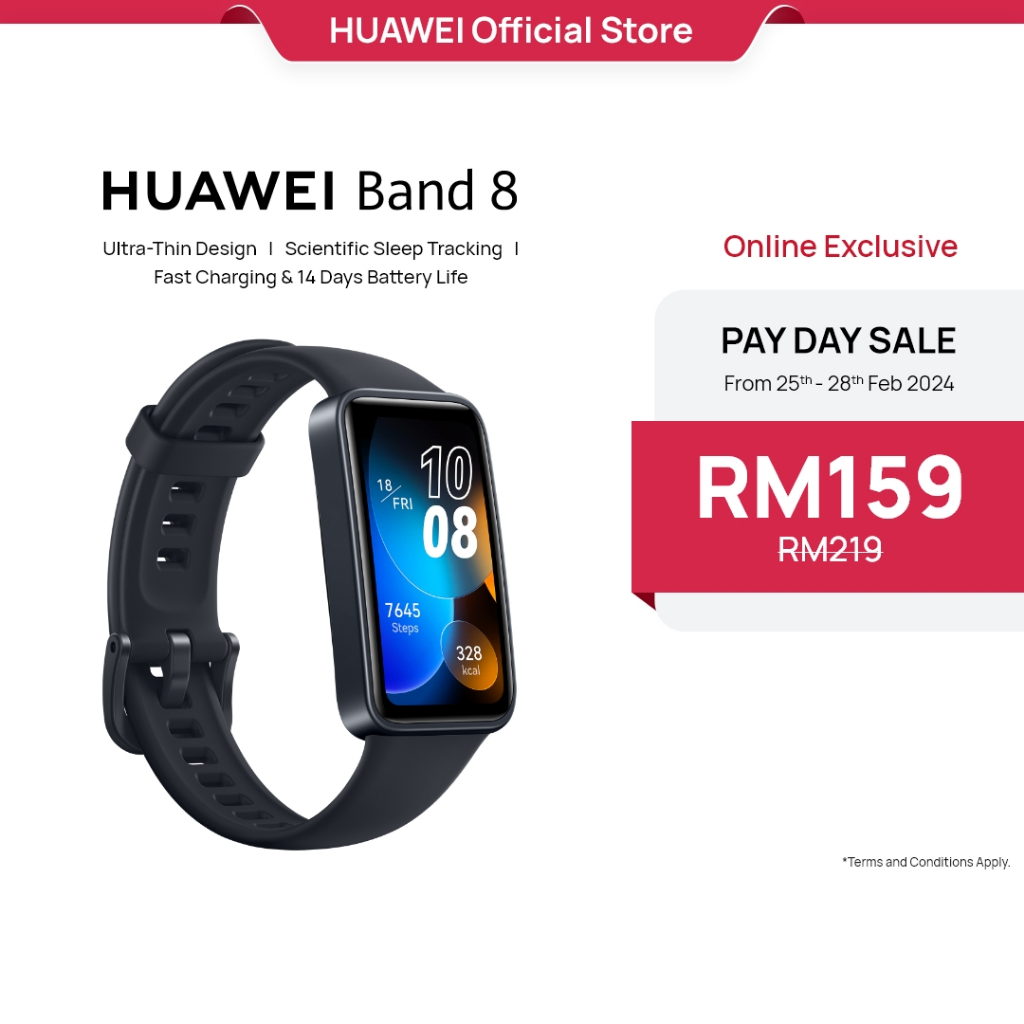 HUAWEI Band 8 Smartwatch Ultra-Thin Design Scientific Sleep Tracking 14 Days Battery Life