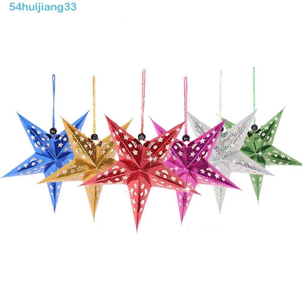 HUIJIANG Stars Lampshade 30/45/60cm Hollow Out Wedding Party Pendant Lamp Covers Paper Lantern Christmas Decoration