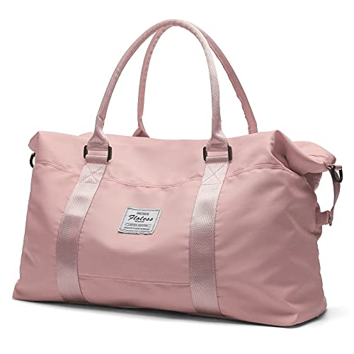 HYC00 Travel Duffel Bag, Sports Tote Gym Bag, Shoulder Weekender Overnight Bag for Women,Pink