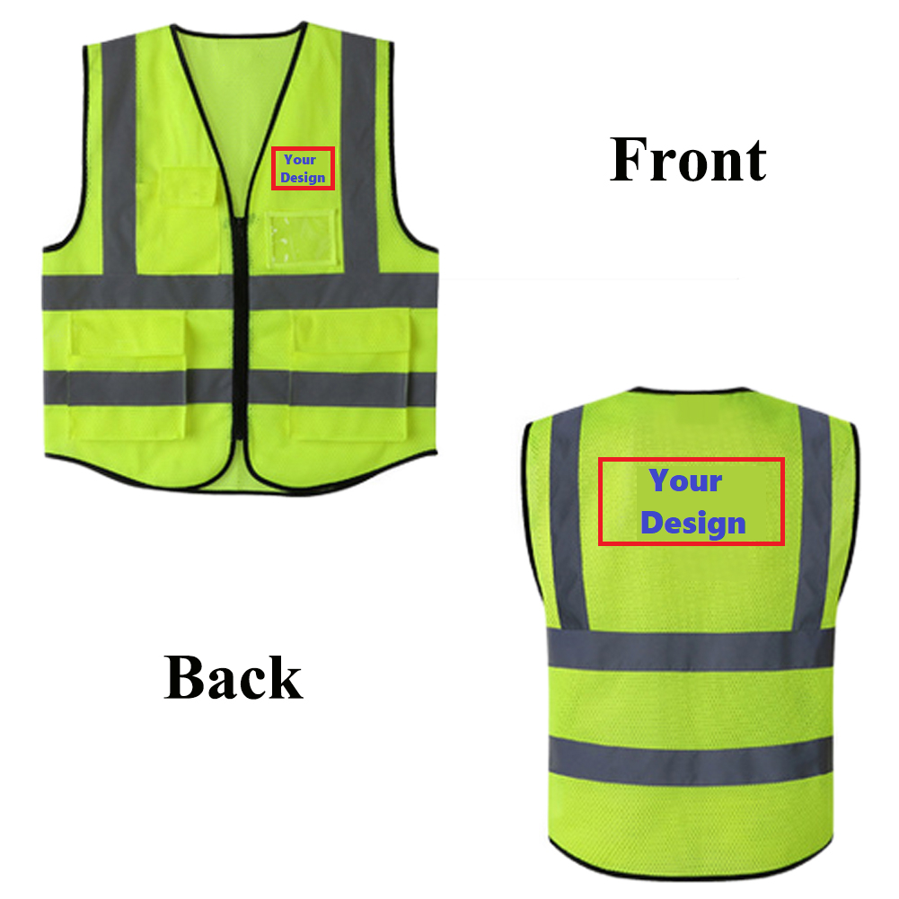 HYCOPROT-CN Safety Vest High Visibility Reflective Vest Mesh Safety Clothing Multi Pockets With Zipper ANSI/ISEA Standards Security Safety Vest Construction Customizable