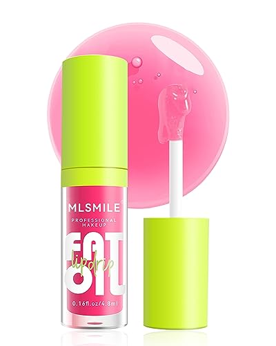 Hydrating Lip Glow Oil-1Pcs Tinted Plumping Lip Oil Gloss, Ultra-Hydrating & Nourishing Lip Care Lip Tint, Smooth Glossy Finish Clear Pink Shiny and Vegan Lip Oil, Moisturizing Non-Sticky Formula-02#