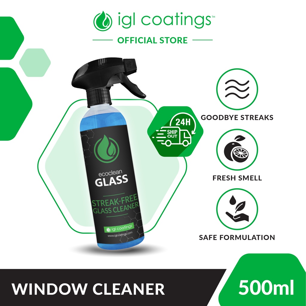 IGL Coatings Ecoclean Glass Car & Home Window Glass Cleaner Spray Dirts Stains Quick Remover (500ml)