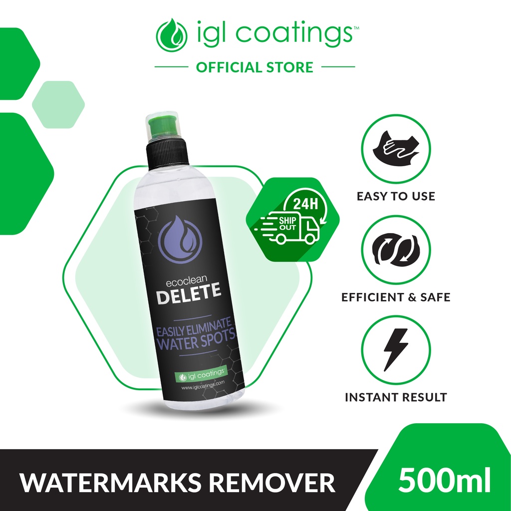 IGL Ecoclean Delete [500ml] | Car Watermark, Hard Mineral Stain Remover, Cleanser For Car Body Paint - IGL Coatings