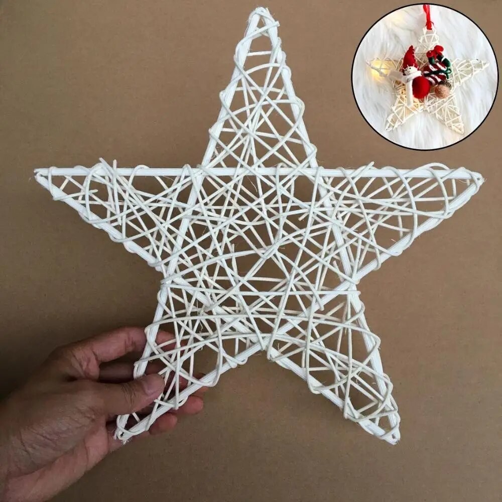 ❧Indonesian Vine White Rattan Star Christmas Decoration Woven Wreaths DIY Handicraft Home Orname k☭