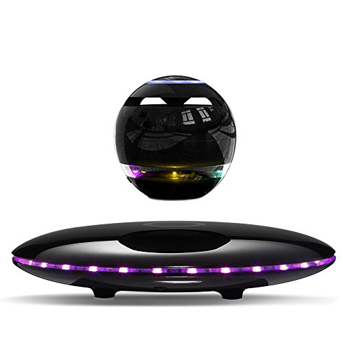 Infinity Orb Magnetic Levitating Speaker Bluetooth 4.0 LED Flash Wireless Floating Speakers with Microphone and Touch Buttons (Black)