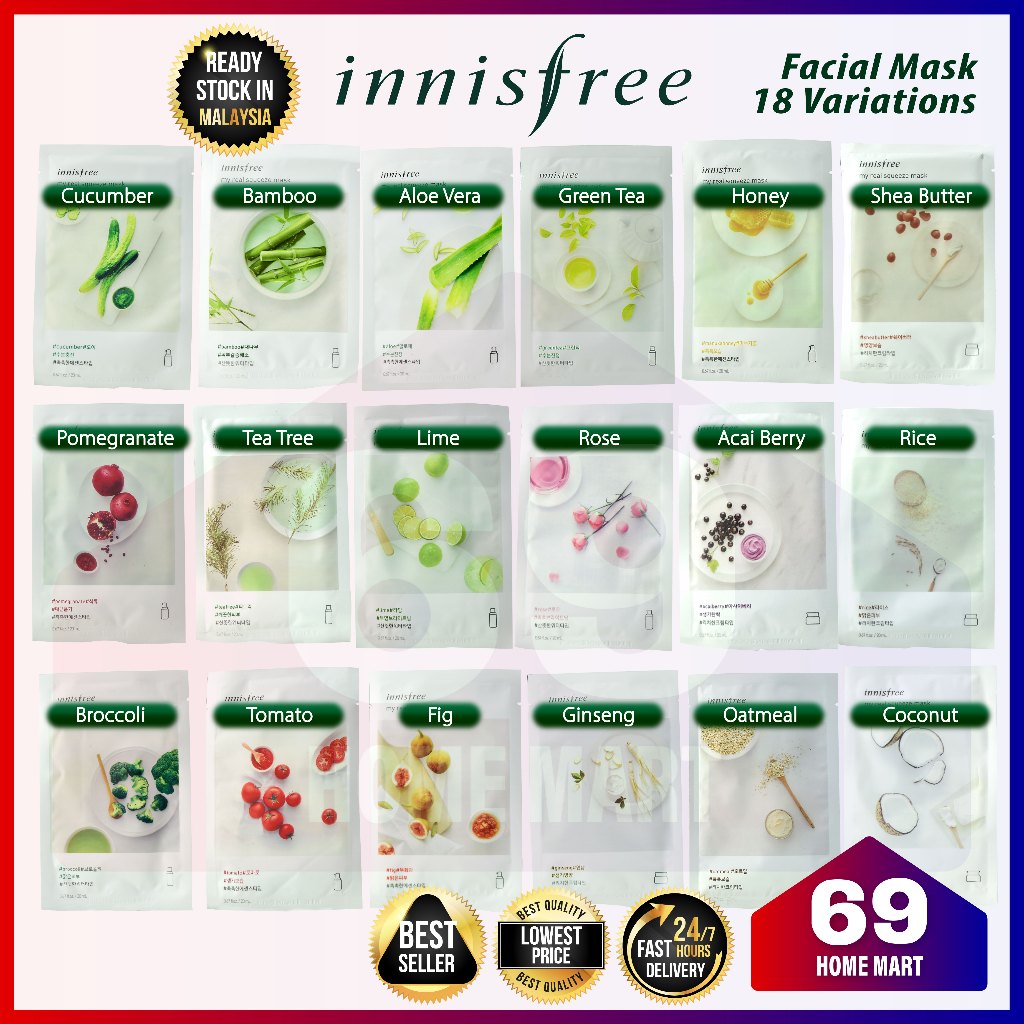 Innisfree My Real Squeeze Facemask Korea Face Mask Facial Mask Skin Care Beauty Korean Face Mask Sheet Murah Borong