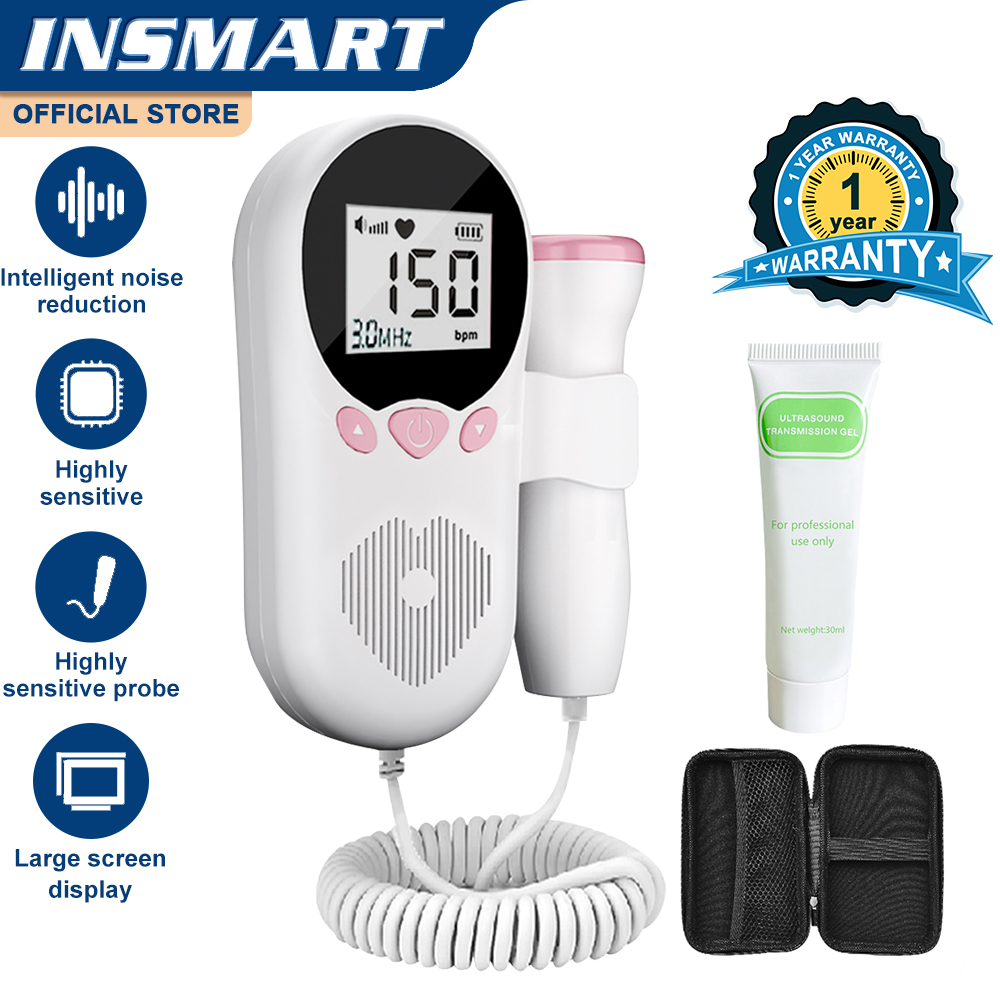 INSMART Fetal Heart Doppler Ultrasound Heart Beat Baby Monitor Sound Baby Heartbeat Detector No Radiation 胎心仪