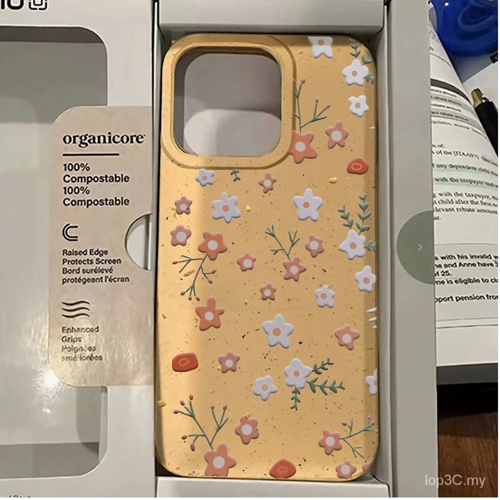 Ins Style Niche Exquisite Flower Graffiti Cartoon Degradable Phone Case Trendy Anti-Collision Soft Case Suitable for iPhone 15 14 13 12 11 pro max 7 8 plus xr x xs max 15pro 14 pro 13pro 15plus Protective Phone Case