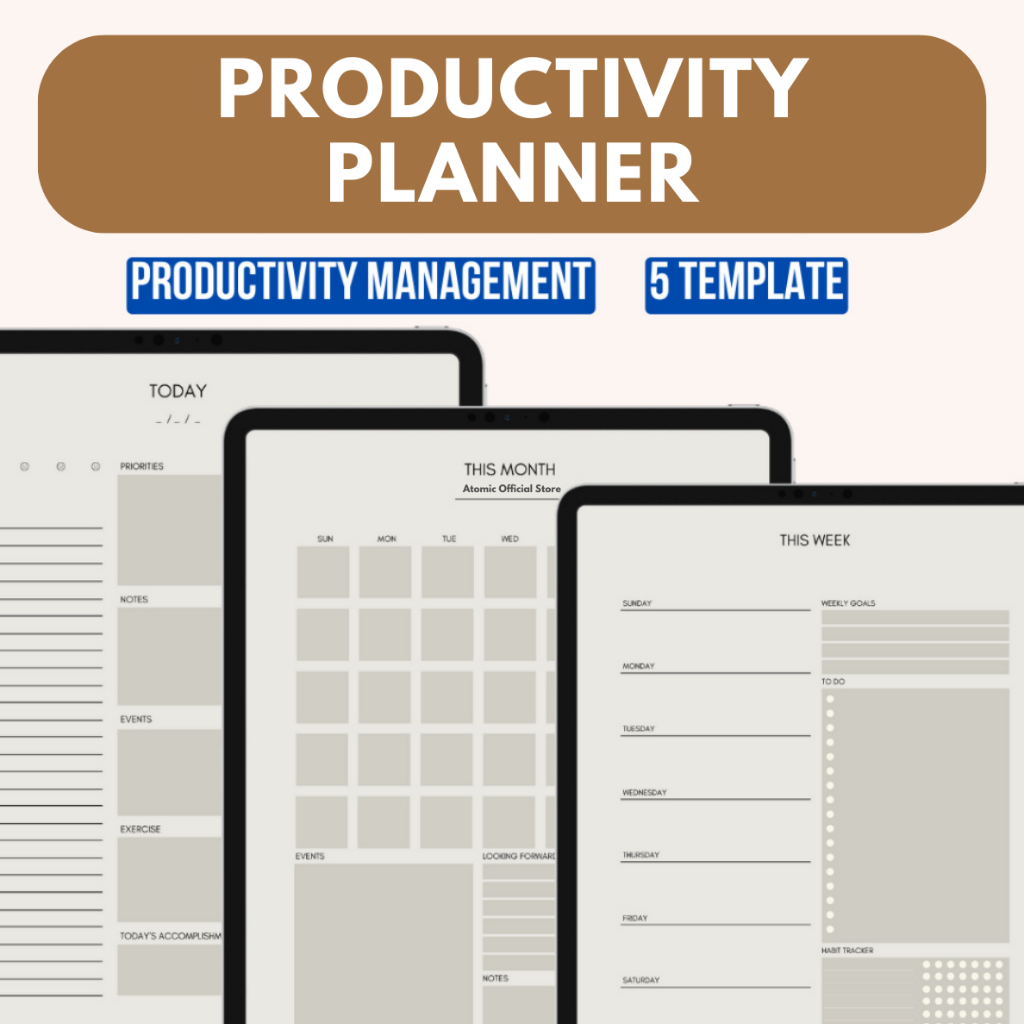 INSTANT Productivity Planner Today Weekly Monthly Finance Project Planner Template Goodnotes Notability