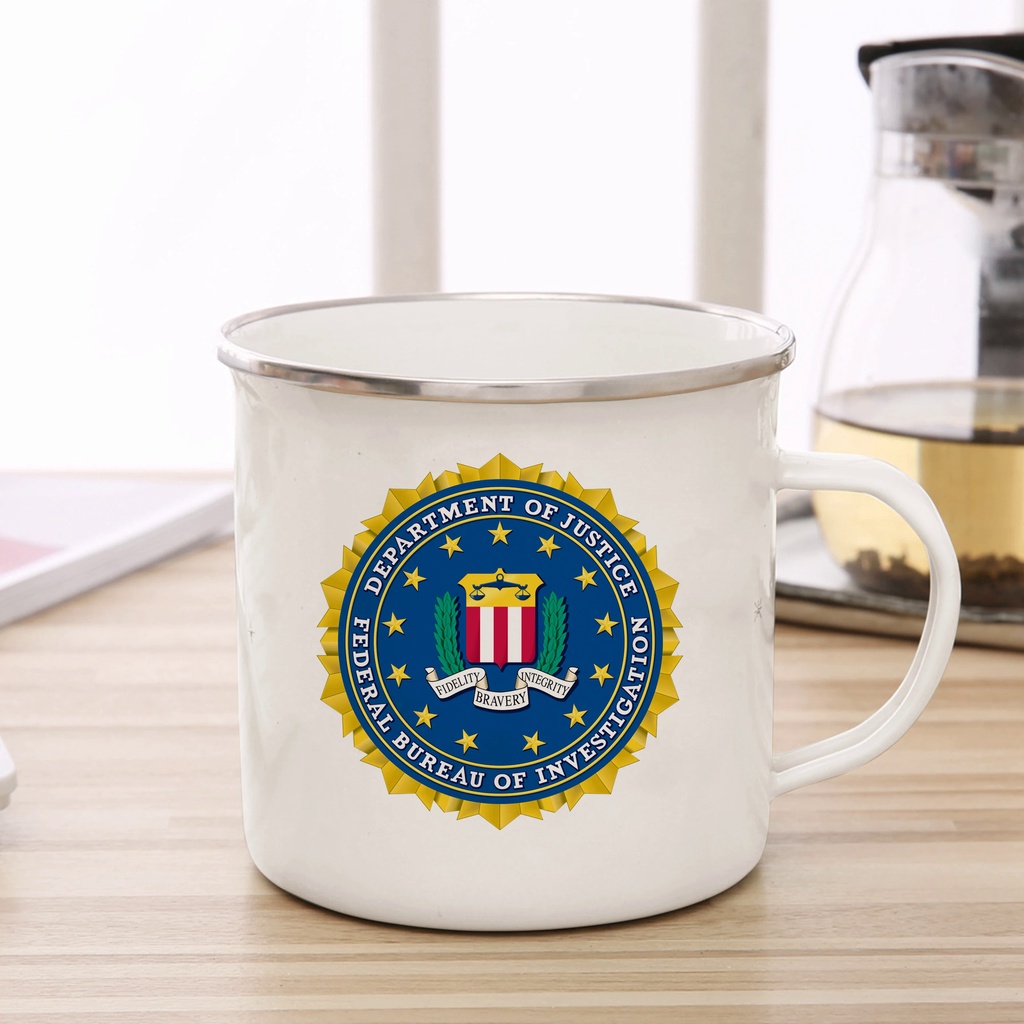 【In stock】FBI Federal Bureau of Investigation enamel cup CIA Central Intelligence Agency 11oz coffee mug fan commemorative mug