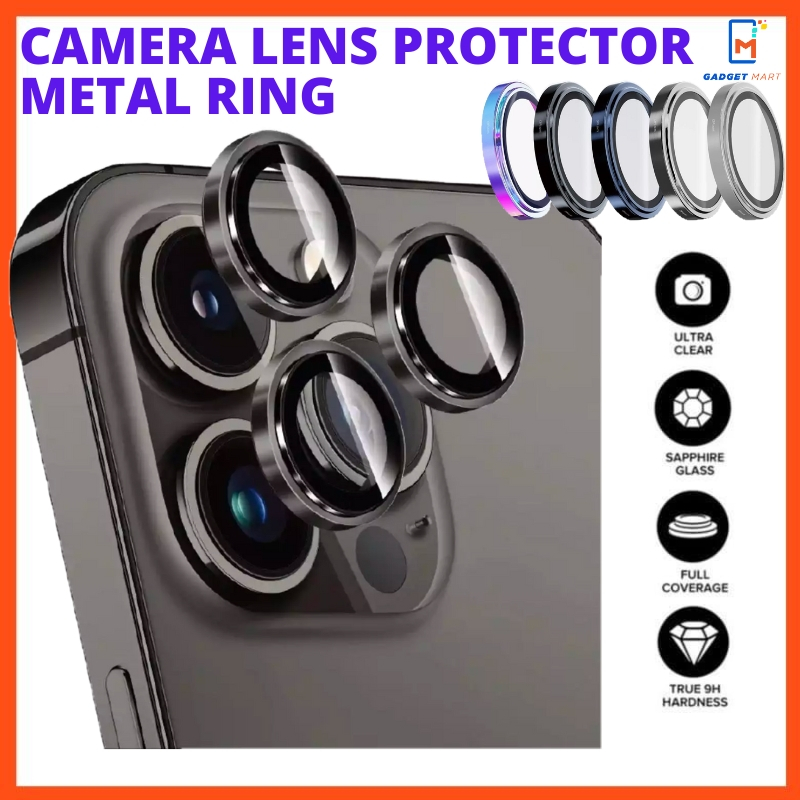 IPHONE 15 PRO MAX 15 PLUS 14 13 MINI 11 12 Camera lens protector Ring metal alloy glass