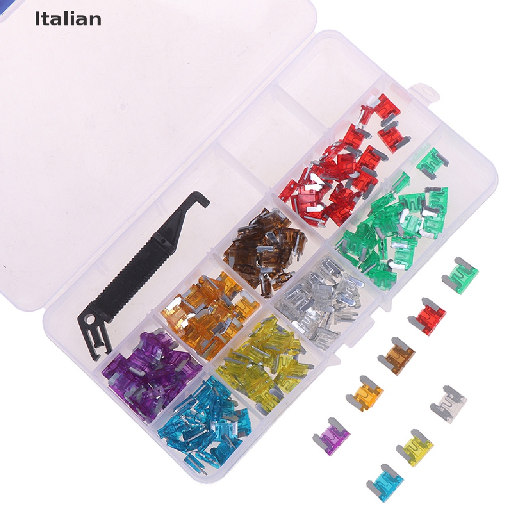 Italian 100x micro auto car low profile mini blade fuse kit 3A5A7.5A10A15A 20A25A30A MY