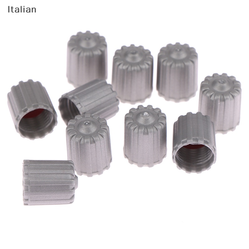 Italian 10Pcs Car Tire Valve Stem Caps Nylon Tyre Air Port Dust Covers W/ Gasket Gray Car Accessories for Auto Bike Air Valve Caps MY