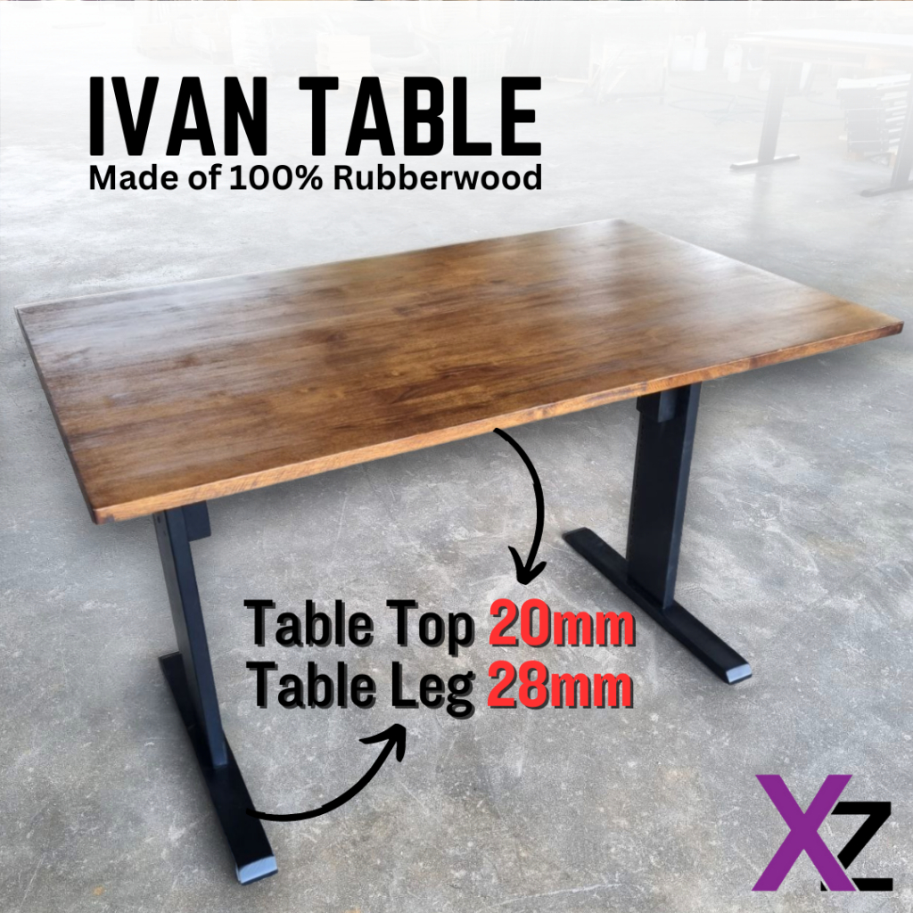 Ivan Table made of 100% Solid Rubberwood Study Table/Working Table/Gaming Table/Office Table/Meja Belajar/Standing Desk