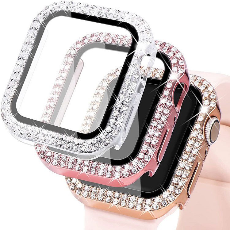 iWatch 38MM 40MM 41MM 42MM 44MM 45MM 49MM i watch Tempered Glass Diamond Case Cover Casing Compatible with Apple Watch