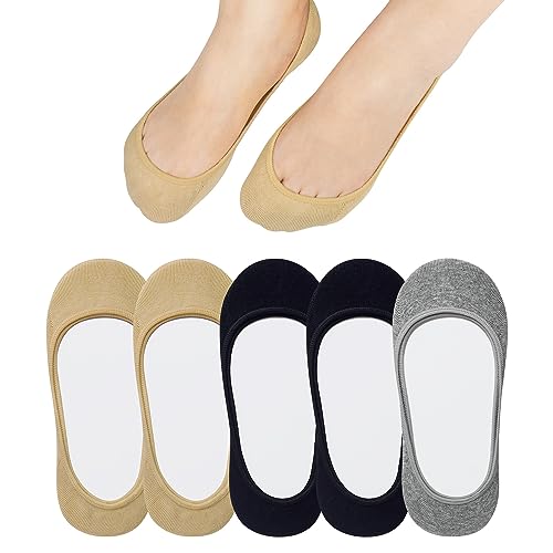 Jane Stone No Show Socks for Women - Non Slip Hidden Boat Flats Invisible Ultra Low Cut Liner Socks(Size 5-8/9-11)