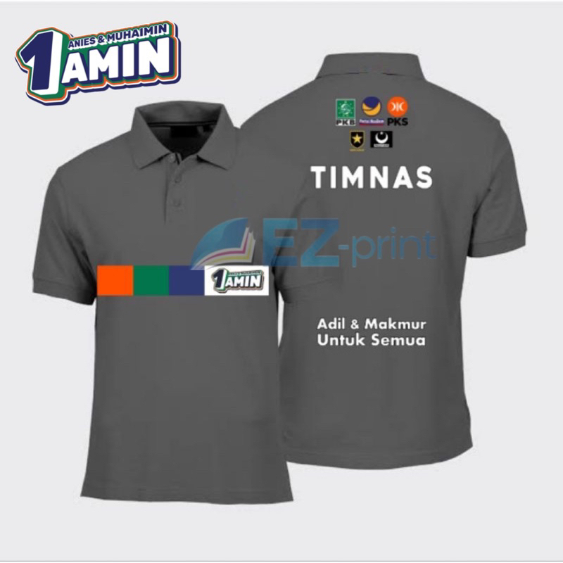 Jersey POLO SHIRT AMIN NO.1 National Team Uniform Victory ANIES MUHAIMIN CAK IMIN Success Team Campaign CAPRES CAWAPRES Election 2024