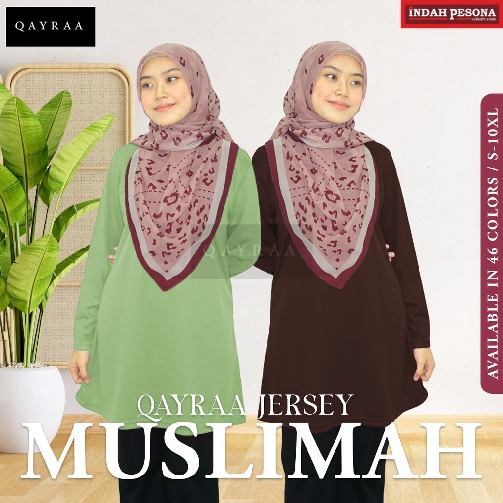 Jersi Muslimah P3 Jersey Muslimah Plain/Baju Sukan Muslimah Brick Red /Bay Leaf / Rose Mauve / Olympic Blue