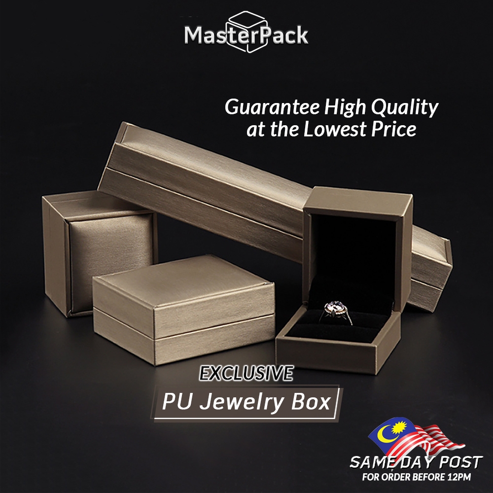Jewellery box Luxury PU Jewelry packages for Rings, Earrings, Pendants, Bracelets, Bangles & Necklaces Kotak emas mudah