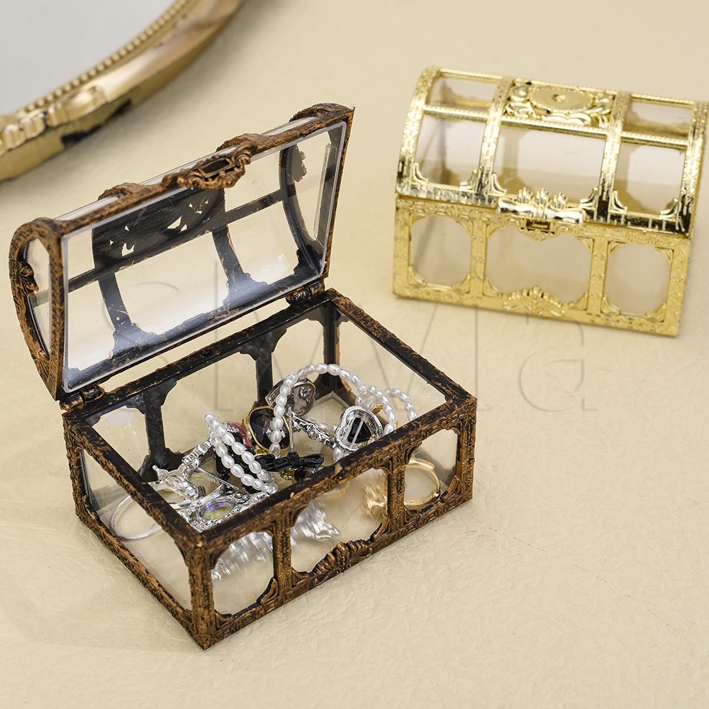 Jewelry Display Holder Jewelry Box for Rings, Necklaces, Earrings, Bracelets Jewelry Organizer Case Vintage Transparent Pirate Treasure Designed Jewelry Storage Box