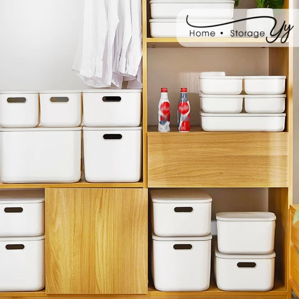 Johor Seller || Desktop Desk Storage Box Plastic Document Sundries Holder Cabinet Storage Organizer Storage Box With Lid