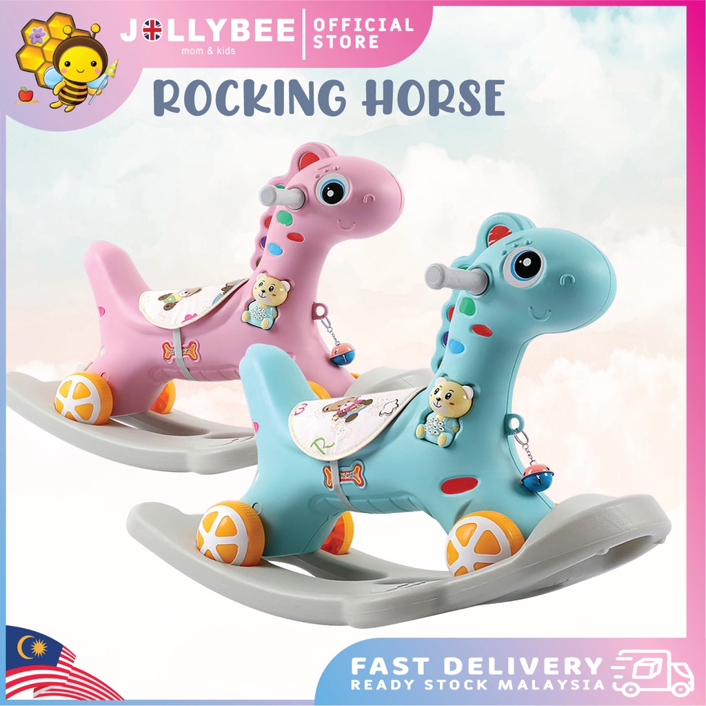 Jollybee Kuda Goyang Mainan Budak Kids Rocking Horse Rider Push Car 2 In 1 Multifunctional Pony Musical Toys 瑶瑶马车推车玩具