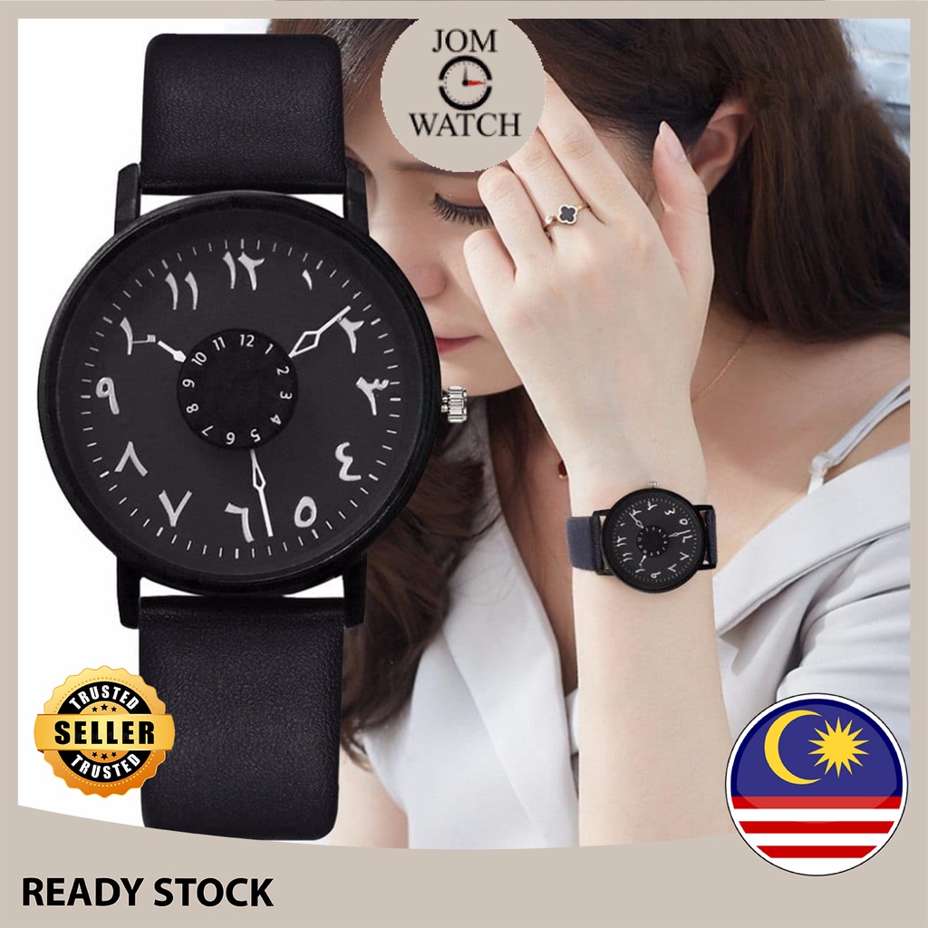 [JOM PROMOSI PANAS] Luxury Leather Rotation Dial Quartz Dot Watch jam tangan lelaki wanita unisex murah fashion