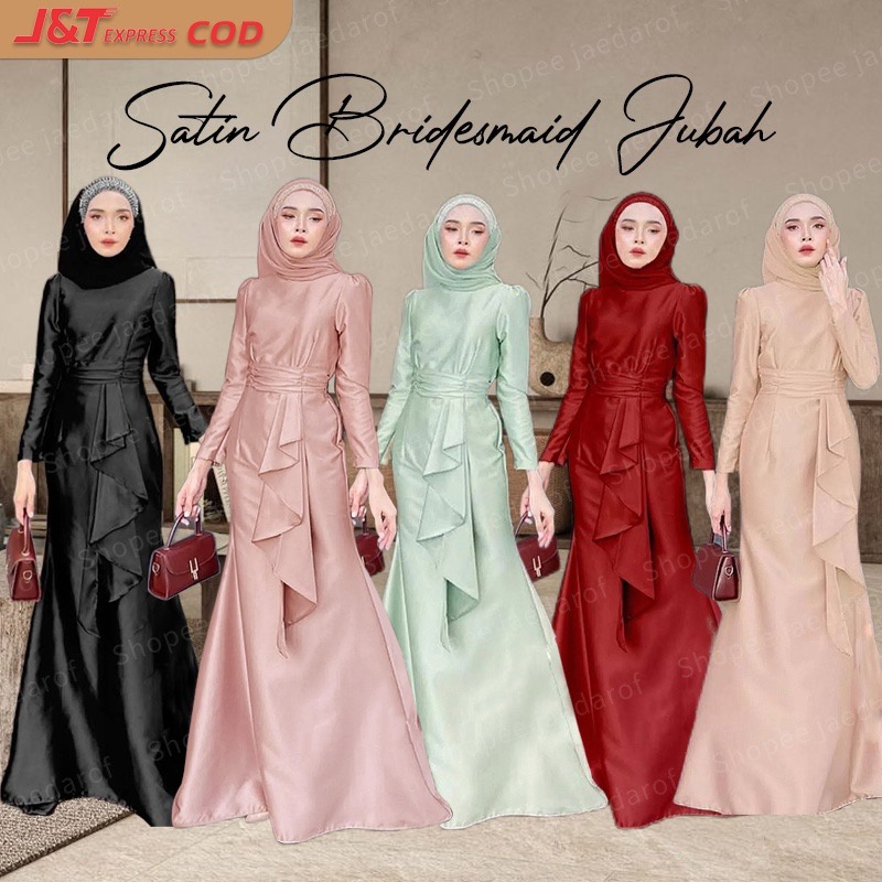 JUBAH PLAIN Dubai Abaya Turkey Muslim Fashion Dress Women Satin Abayas Caftan Elegant Dresses Islamic bridesmaid Dress