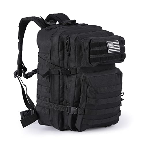 Jugbey Military Tactical Backpack for Men 45L Large Army 3 Days Assault Pack Molle Bag Backpacks for Trekking,Camping,Hunting,Hiking (Black)