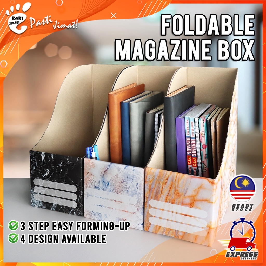 Kaki Jimat Foldable Document Magazine Box File Holder Book Organizer Space Saving Storage Box Stationery