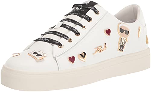 Karl Lagerfeld Paris Cate Shoes – Sneakers for Women with Iconic KLP Pins, BRT White, 9