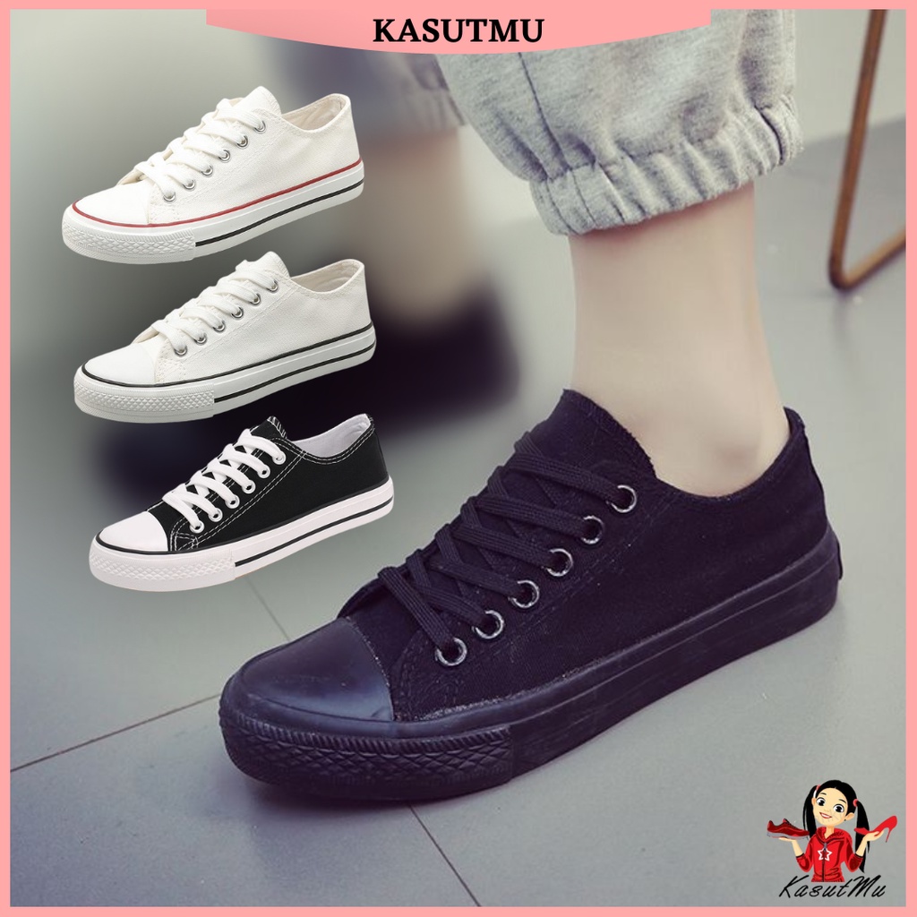 KASUTMU READY STOCK Canvas Sneakers Men Women Unisex Low Top Uniform School Shoes Kasut Sekolah Perempuan Lelaki