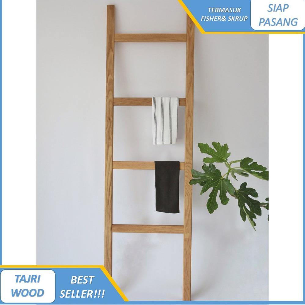 KAYU GANTUNGAN Ladder Hanger/Decorative Wooden Ladder Rack/Prayer Mat Hanger/Online Shop Hook