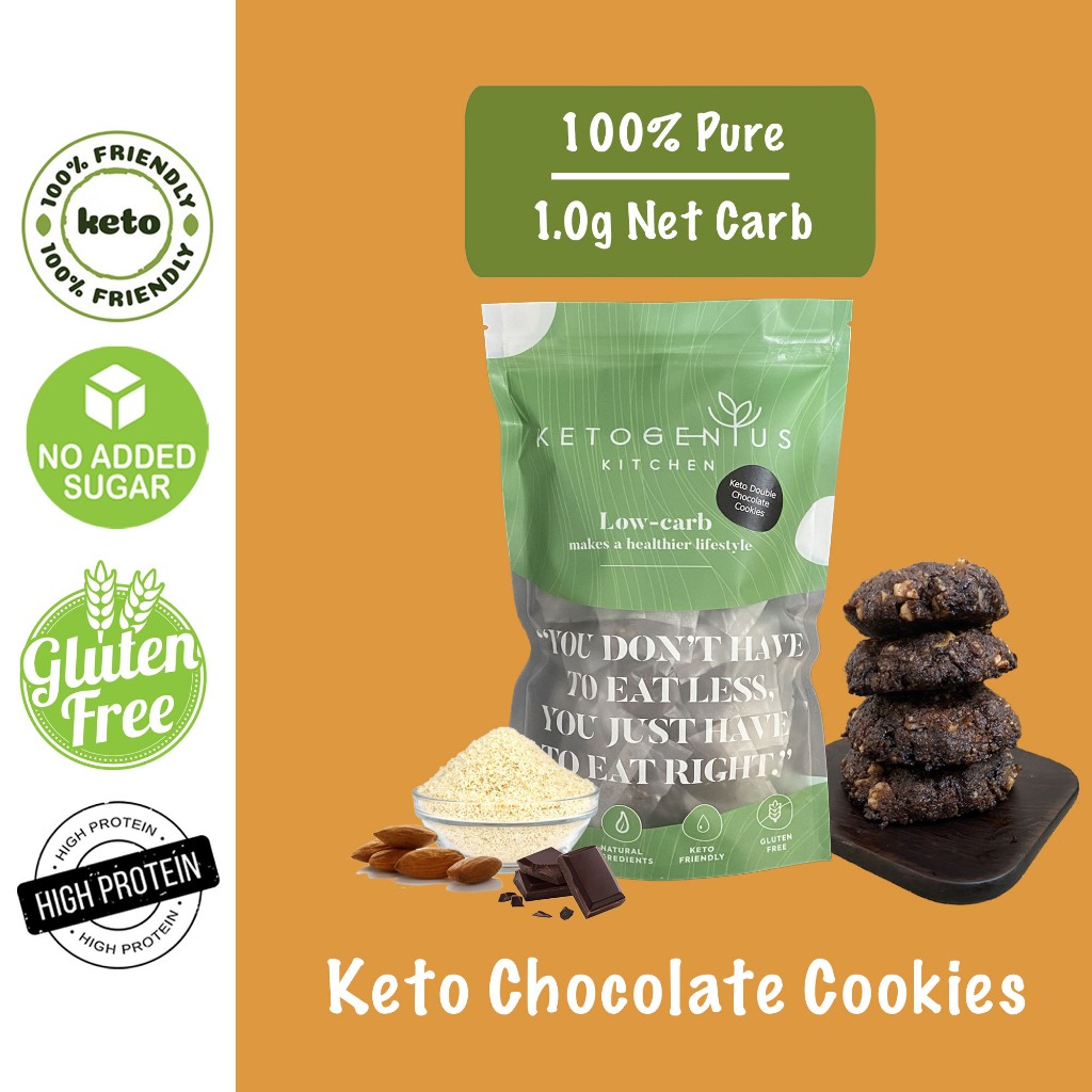 Ketogenius Kitchen Keto Double Chocolate Cookies - LCHF Keto, Individual Pack, Sugar Free,Gluten Free, Diabetic friendly