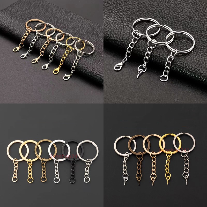 Keychain diy Open Ring Short Chain Key ring Small Rose Gold Silver Set Accessories Twisted Round With Screw Bag Hanging Metal Hook Buckle screw hanging keychains screw with chain split ring bag hanging 钥匙扣金属钩扣钥匙圈带短链