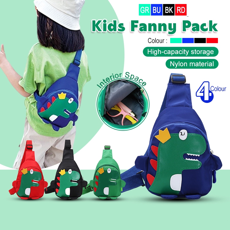 热门货Kids Backpack Sling Bag Green Dinosaur Nylon Preschool Kindergarten Backpack School Bag Beg Sekolah Nylon儿童小腰包