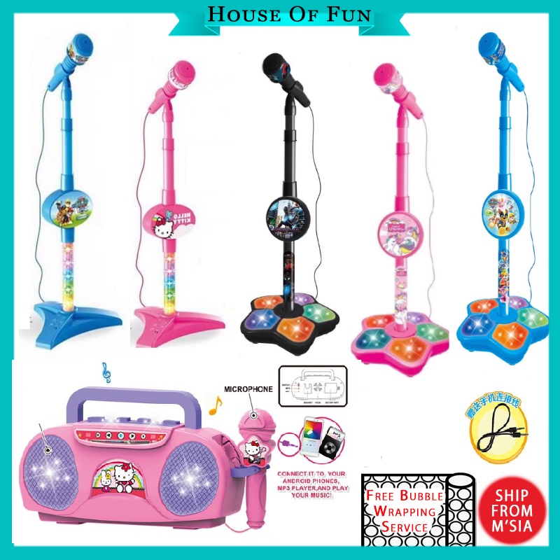 Kids Microphone Standing Kids Toys Singing Mic Toy Karaoke Mic with Light Musical Toys Mainan Budak Perempuan Murah