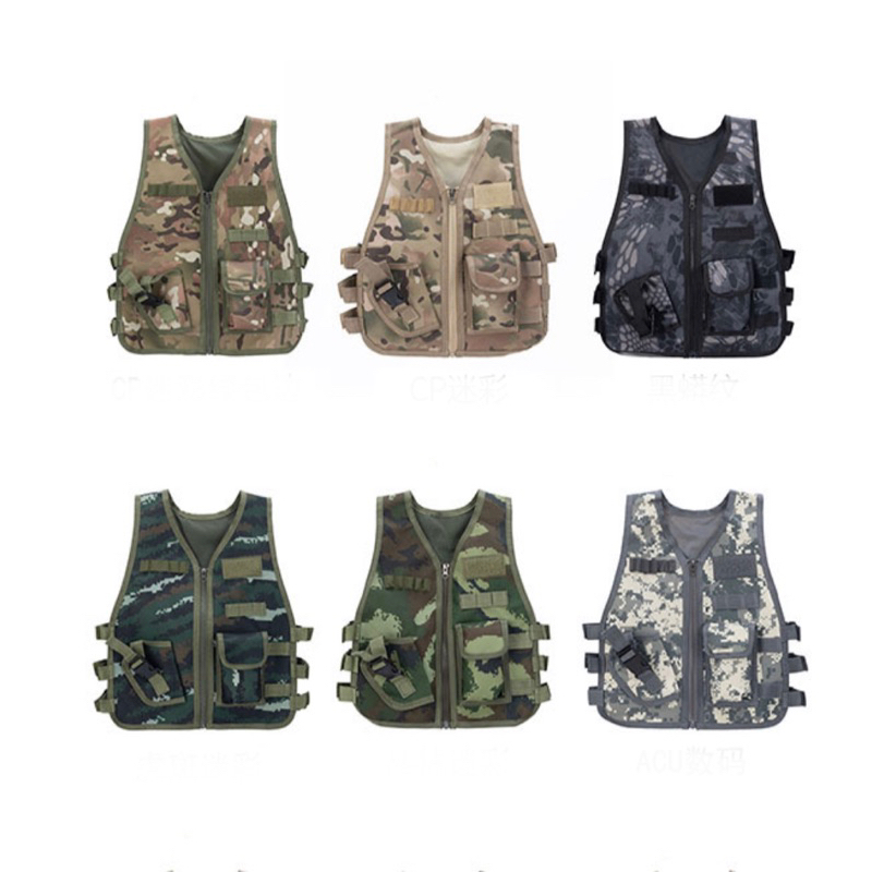 Kids Military Vest Hat Gloves Topi Camouflage Jaket Askar Bulletproof Costume