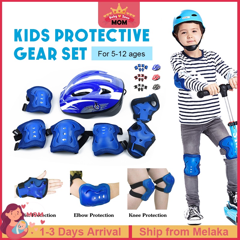 Kids Protective Gear Helmet Bike Helmet Basikal Knee Pad Elbow Pad Scooter Cycling Skate Roller Helmet Knee Guard