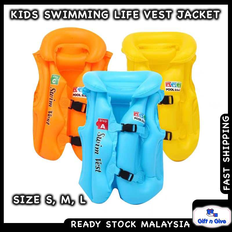 Kids Swimming Life Vest Jacket Inflatable Swimsuit Floatable Swim Pool Water Float Baby Children Safety Jaket Pelampung