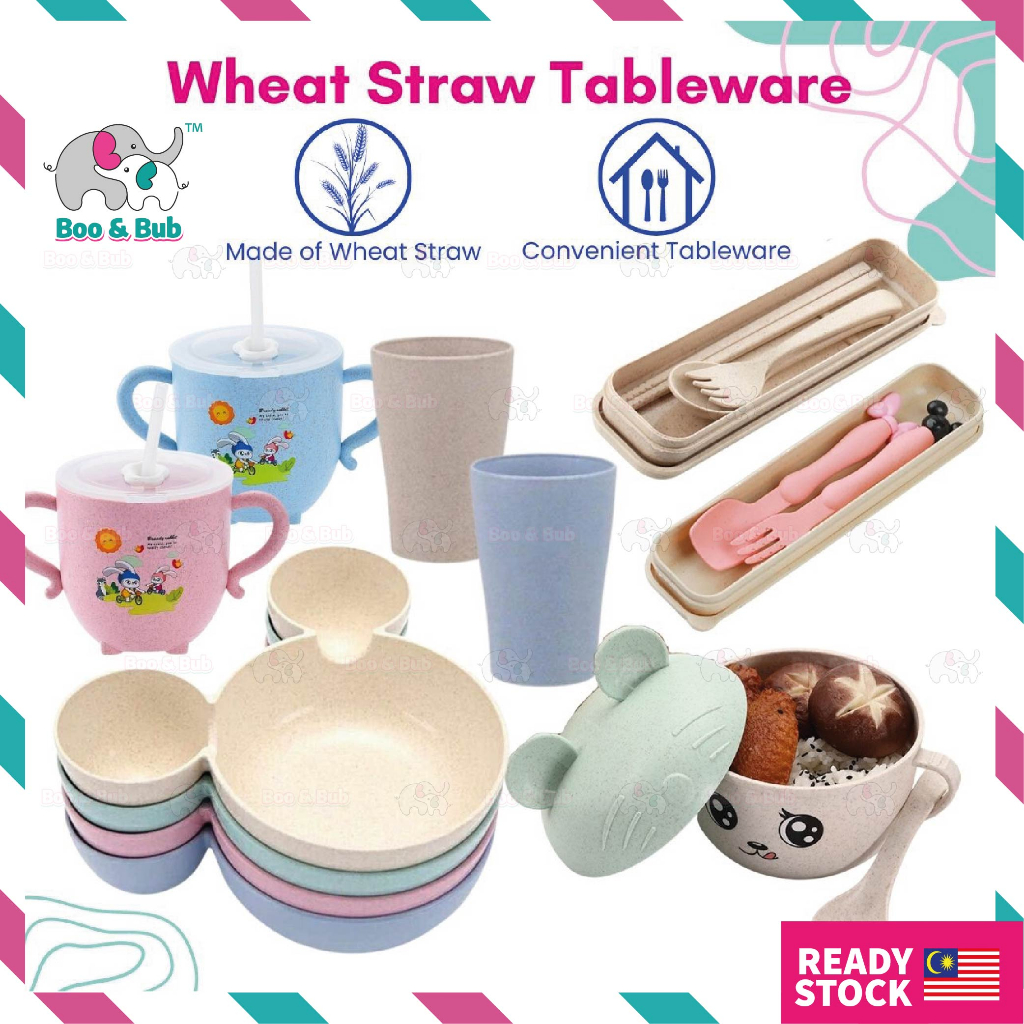 Kid Wheat Straw Tableware | Dish Plate Set Mickey Hello Kitty Car Bamboo Eco Wheat Training Bowl Tableware