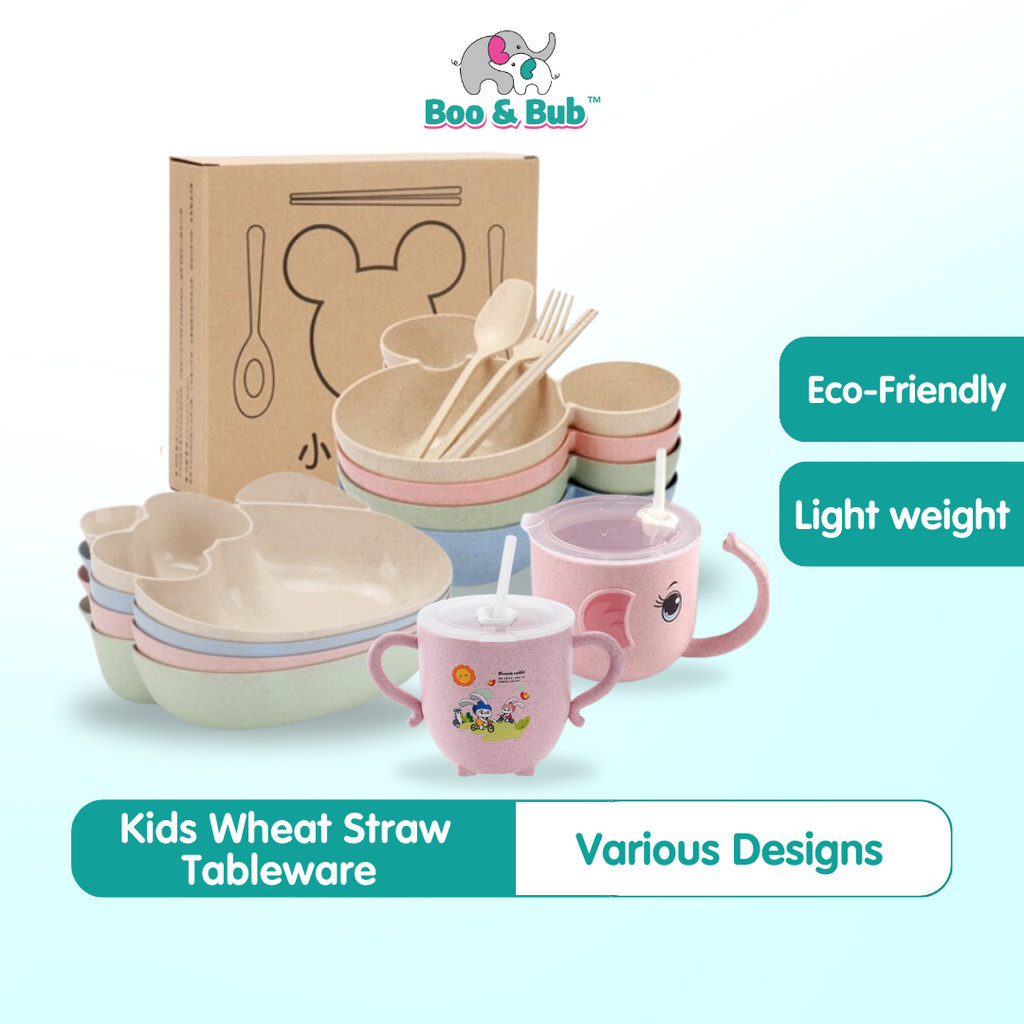 Kid Wheat Straw Tableware | Dish Plate Set Mickey Hello Kitty Car Bamboo Eco Wheat Training Bowl Tableware