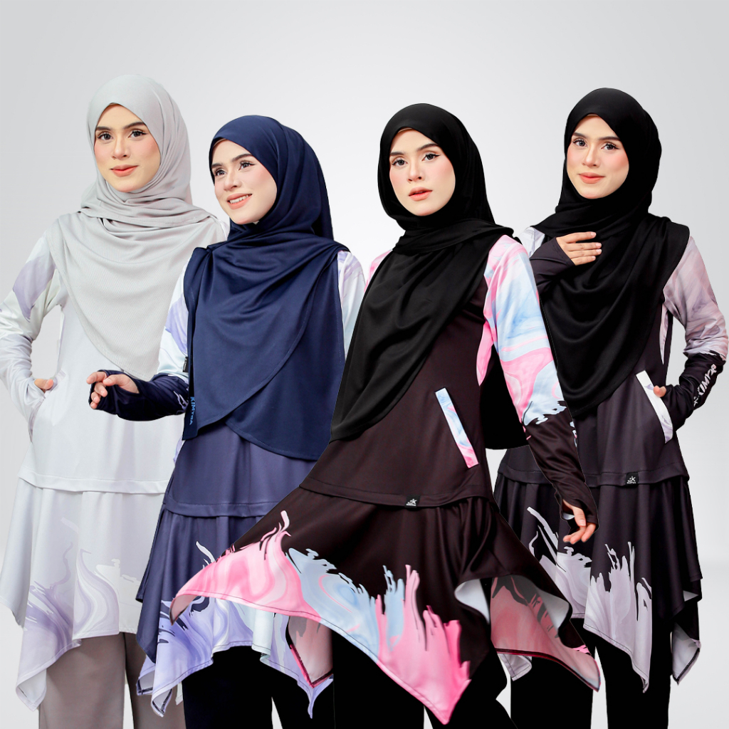 Kimyra Kimtuniq SE Bliss Collection Muslimah Jersey Swimming Hiking Cycling Modest Activewear Baju mandi sukan