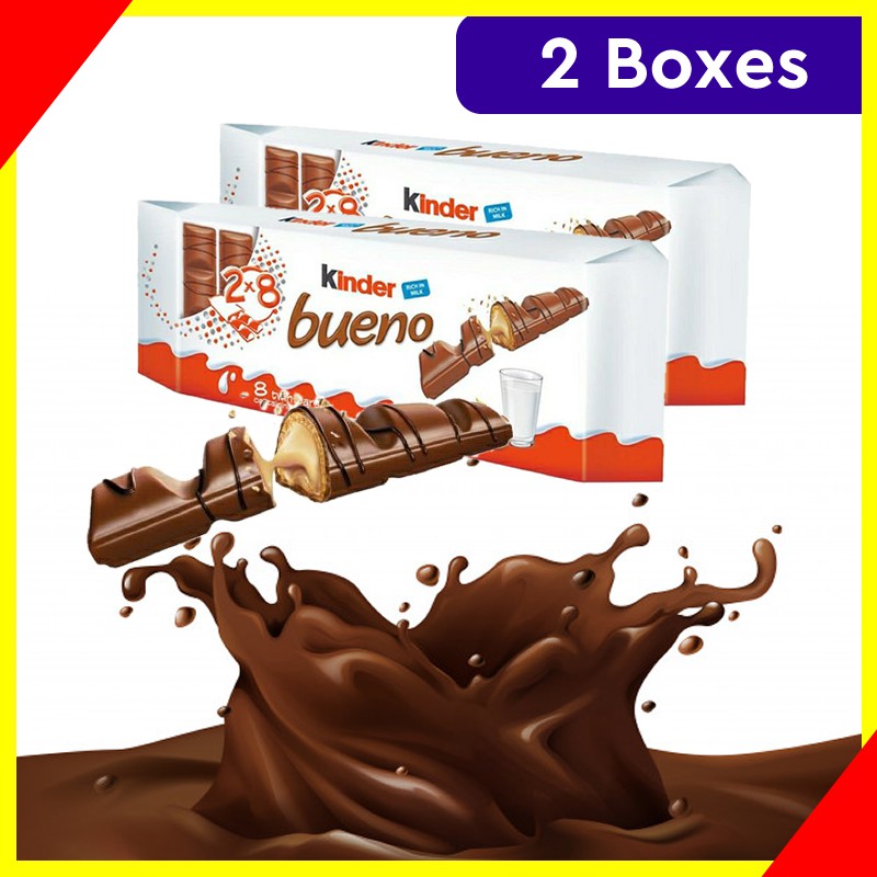 Kinder Bueno 8 Twin Chocolate Bars 344g [1 / 2 boxes] (Exp: AUG 2024)