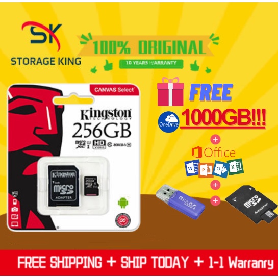 Kingston Class 10 32GB/64GB/128GB/256GB/512GB/1TB Micro SD MSD Memory Card MicroSD TF Card SD card for phone CCTV