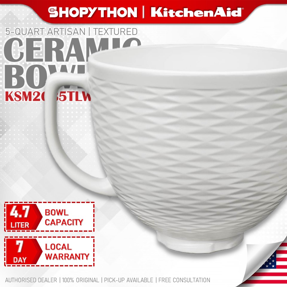 KITCHENAID 5-Quart Textured Ceramic Bowl KSM2CB5TLW (White Chocolate) 4.7L Original Artisan Tilt-Head Stand Mixer Bowls